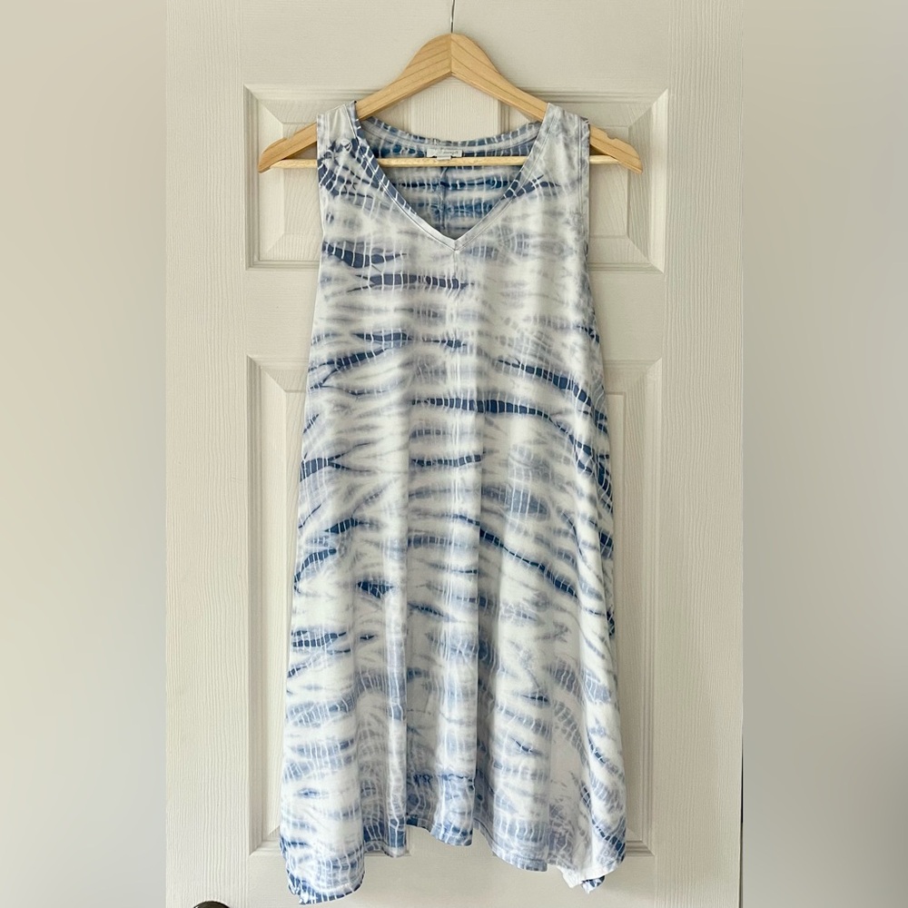 🫐 | PURE JILL | Blue Tie Dye Shift Dress 100% Cotton Beach Vacation • 3/$40 - Picture 4 of 11